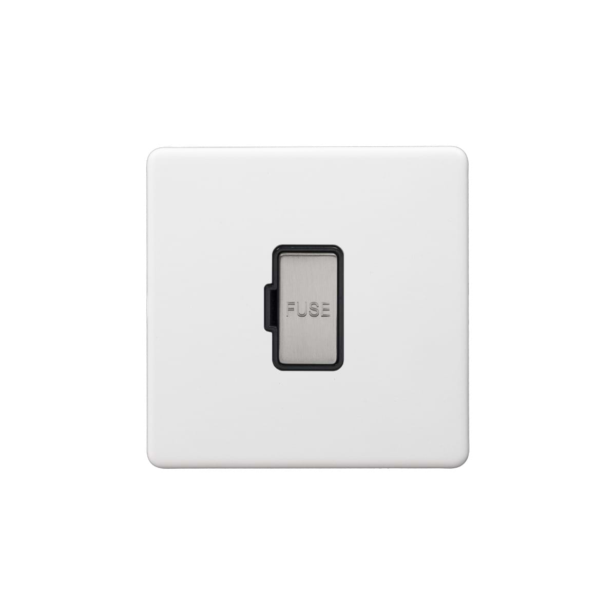 Soho Lighting Primed Paintable Fused Spur (FCU) Unswitched 13A Double Pole with Brushed Chrome Switch and Black Insert
