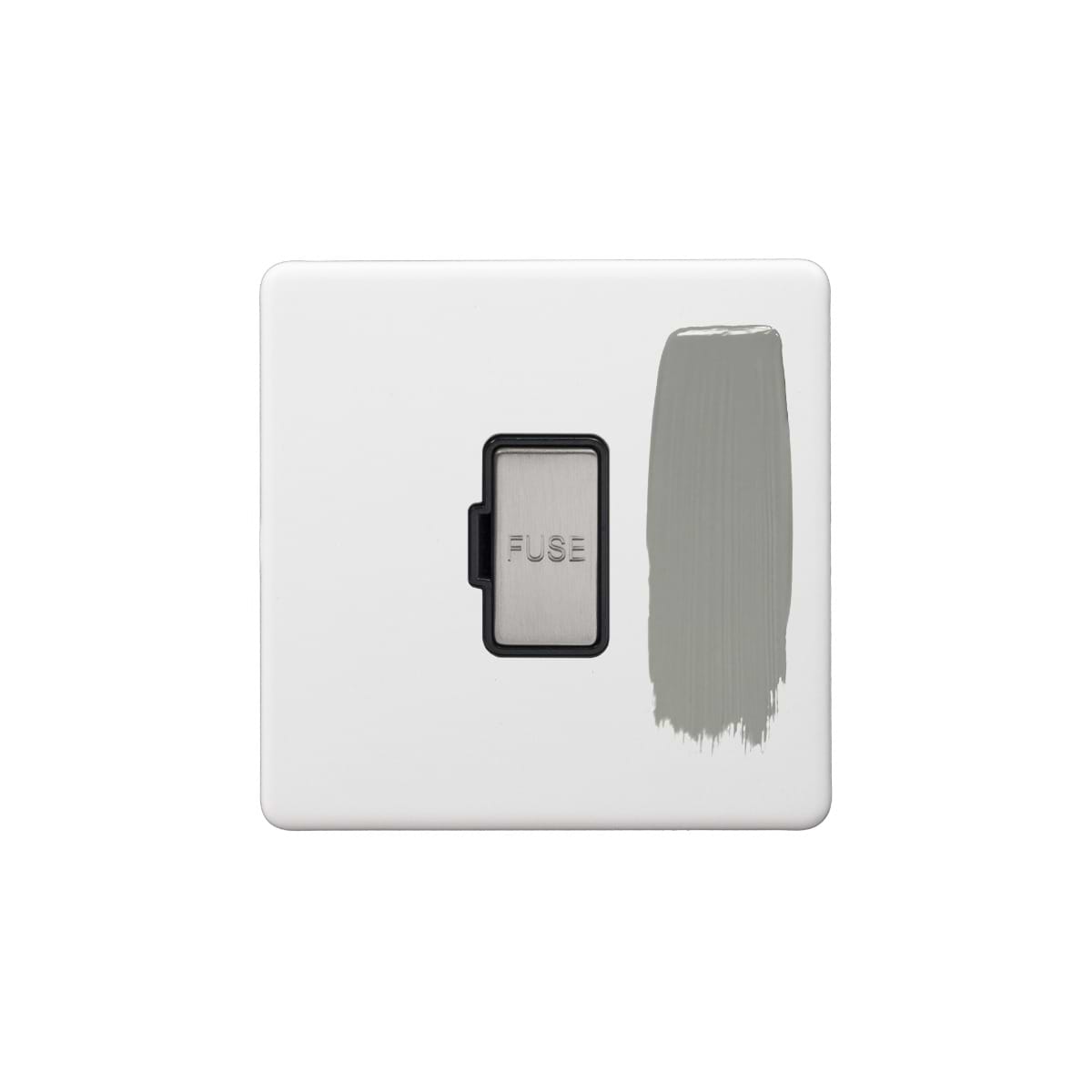 Soho Lighting Primed Paintable Fused Spur (FCU) Unswitched 13A Double Pole with Brushed Chrome Switch and Black Insert