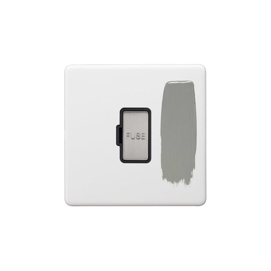 Soho Lighting Primed Paintable Fused Spur (FCU) Unswitched 13A Double Pole with Brushed Chrome Switch and Black Insert