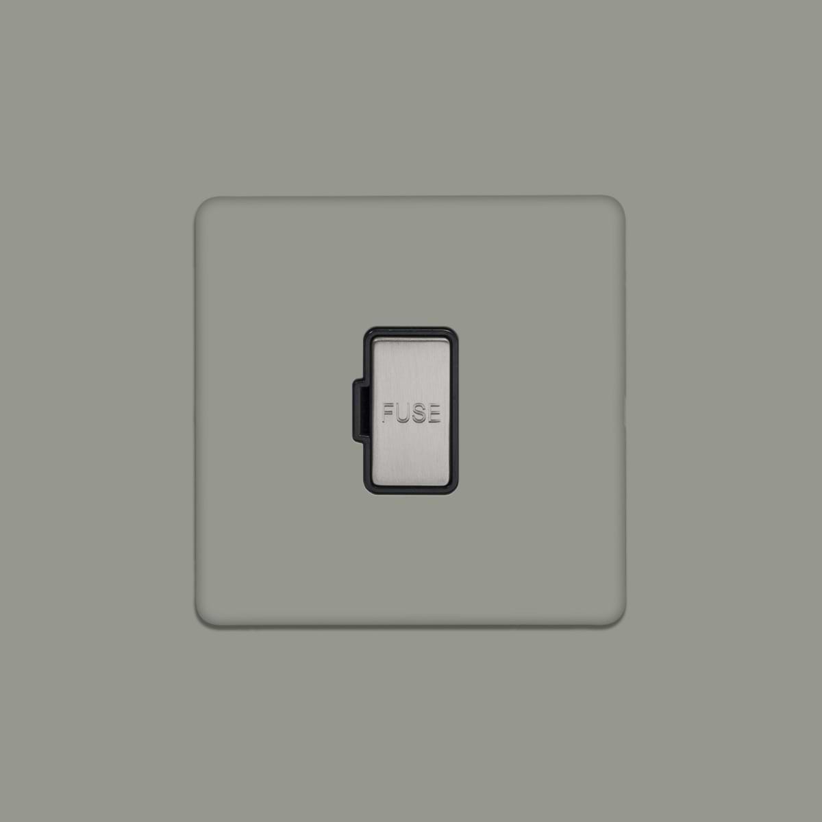 Soho Lighting Primed Paintable Fused Spur (FCU) Unswitched 13A Double Pole with Brushed Chrome Switch and Black Insert