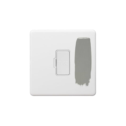 Soho Lighting Primed Paintable Fused Spur (FCU) Unswitched 13A Double Pole with Brushed Chrome Switch and White Insert