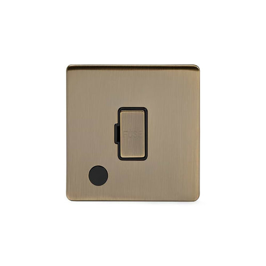 The Charterhouse Collection 13A Unswitched Fused Connection Unit (FCU) Flex Outlet Blk Ins Screwless Antique Brass