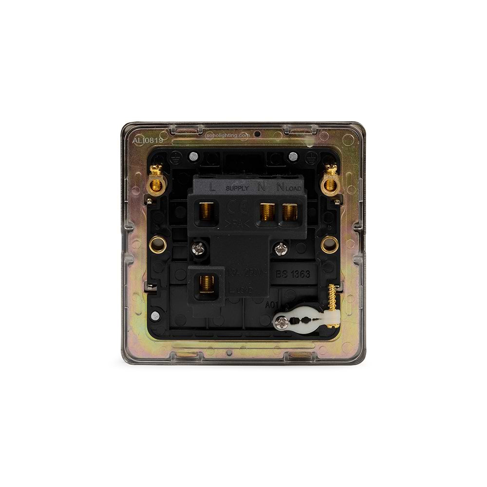 The Charterhouse Collection 13A Unswitched Fused Connection Unit (FCU) Flex Outlet Blk Ins Screwless Antique Brass