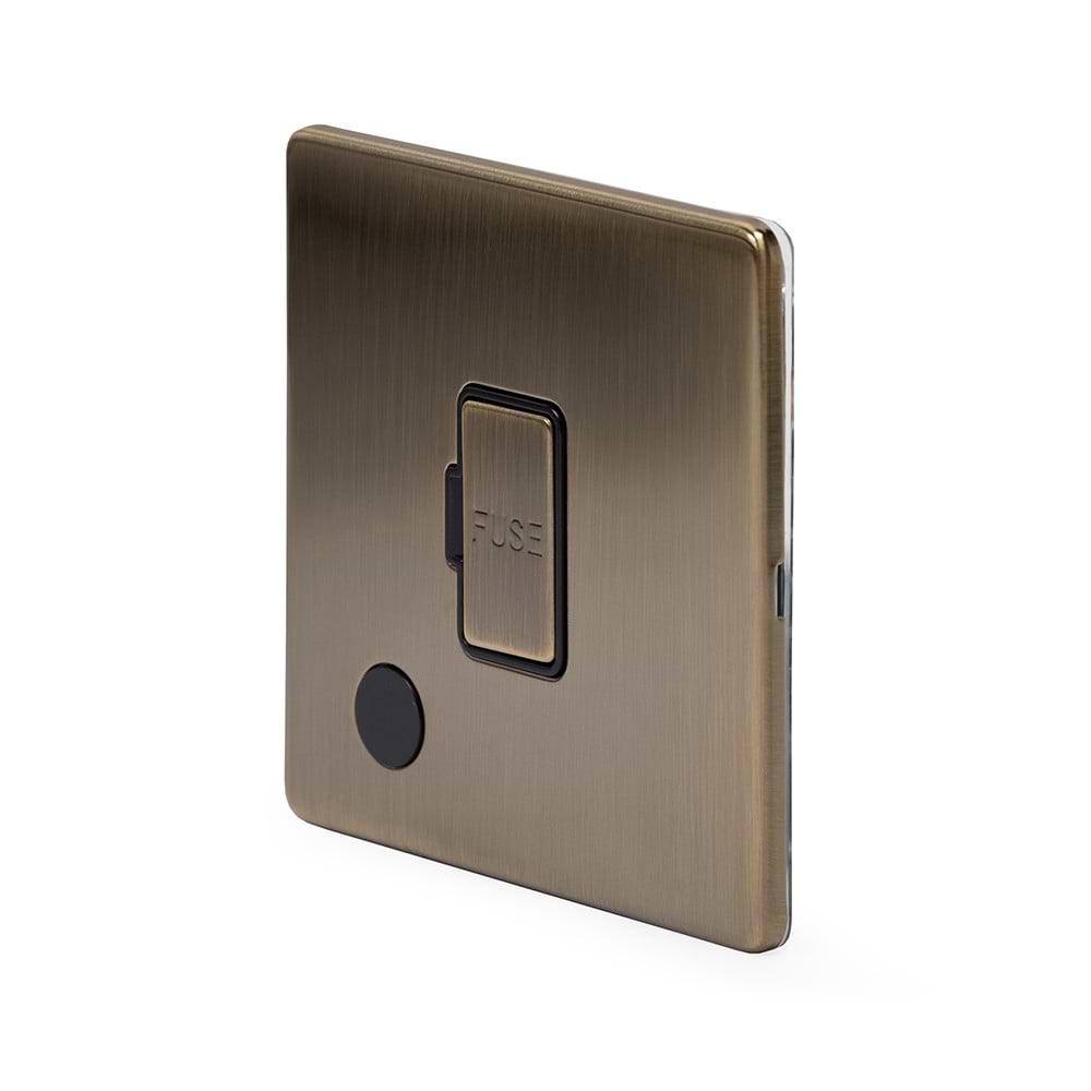 The Charterhouse Collection 13A Unswitched Fused Connection Unit (FCU) Flex Outlet Blk Ins Screwless Antique Brass