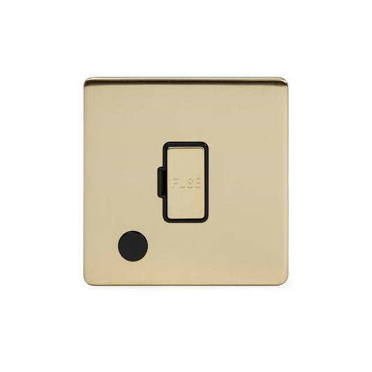 The Savoy Collection Brushed Brass 13A Unswitched Fused Connection Unit (FCU) Flex Outlet Black Insert Screwless