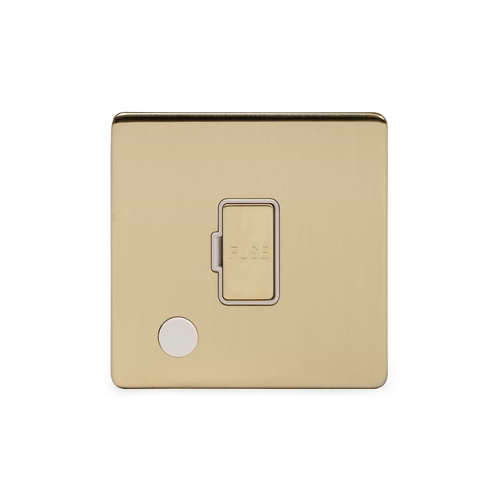 The Savoy Collection Brushed Brass 13A Unswitched Fused Connection Unit (FCU) Flex Outlet Wht Ins Screwless