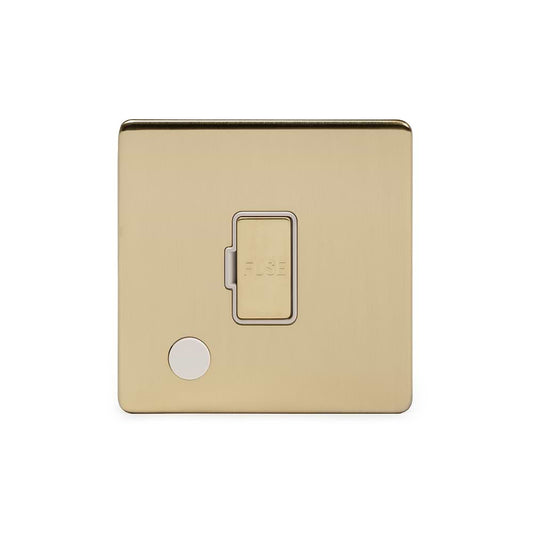 The Savoy Collection Brushed Brass 13A Unswitched Fused Connection Unit (FCU) Flex Outlet Wht Ins Screwless