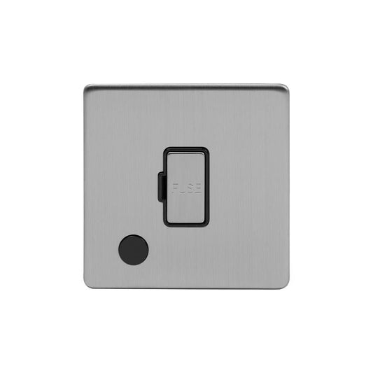 The Lombard Collection Brushed Chrome 13A Unswitched Fused Connection Unit (FCU) Flex Outlet Blk Ins Screwless