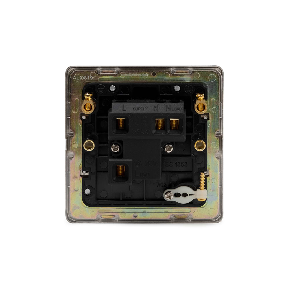 The Lombard Collection Brushed Chrome 13A Unswitched Fused Connection Unit (FCU) Flex Outlet Blk Ins Screwless