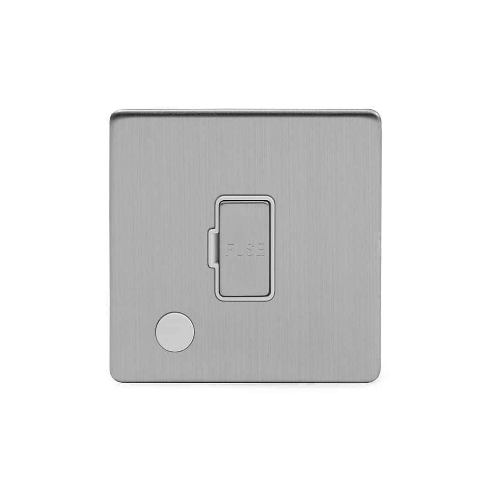 The Lombard Collection Brushed Chrome 13A Unswitched Fused Connection Unit (FCU) Flex Outlet Wht Ins Screwless