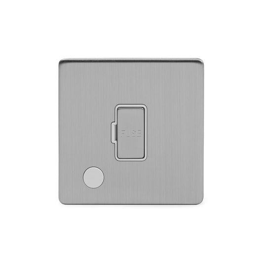 The Lombard Collection Brushed Chrome 13A Unswitched Fused Connection Unit (FCU) Flex Outlet Wht Ins Screwless