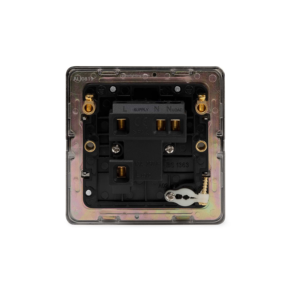 The Connaught Collection Black Nickel 13A Unswitched Fused Connection Unit (FCU) Flex Outlet Blk Ins Screwless
