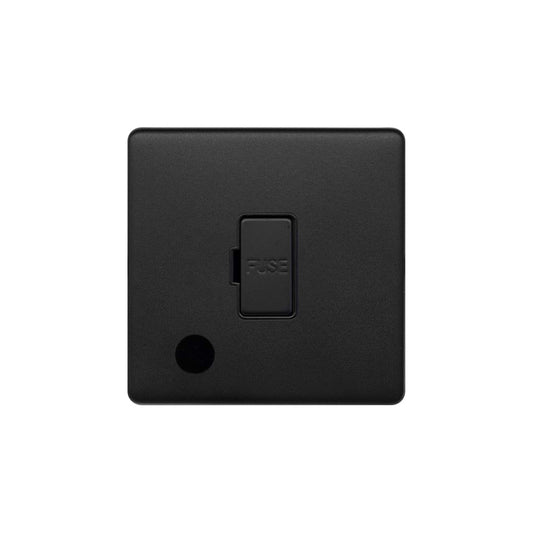 The Camden Collection Matt Black 13A Unswitched Flex Outlet Black Insert Screwless