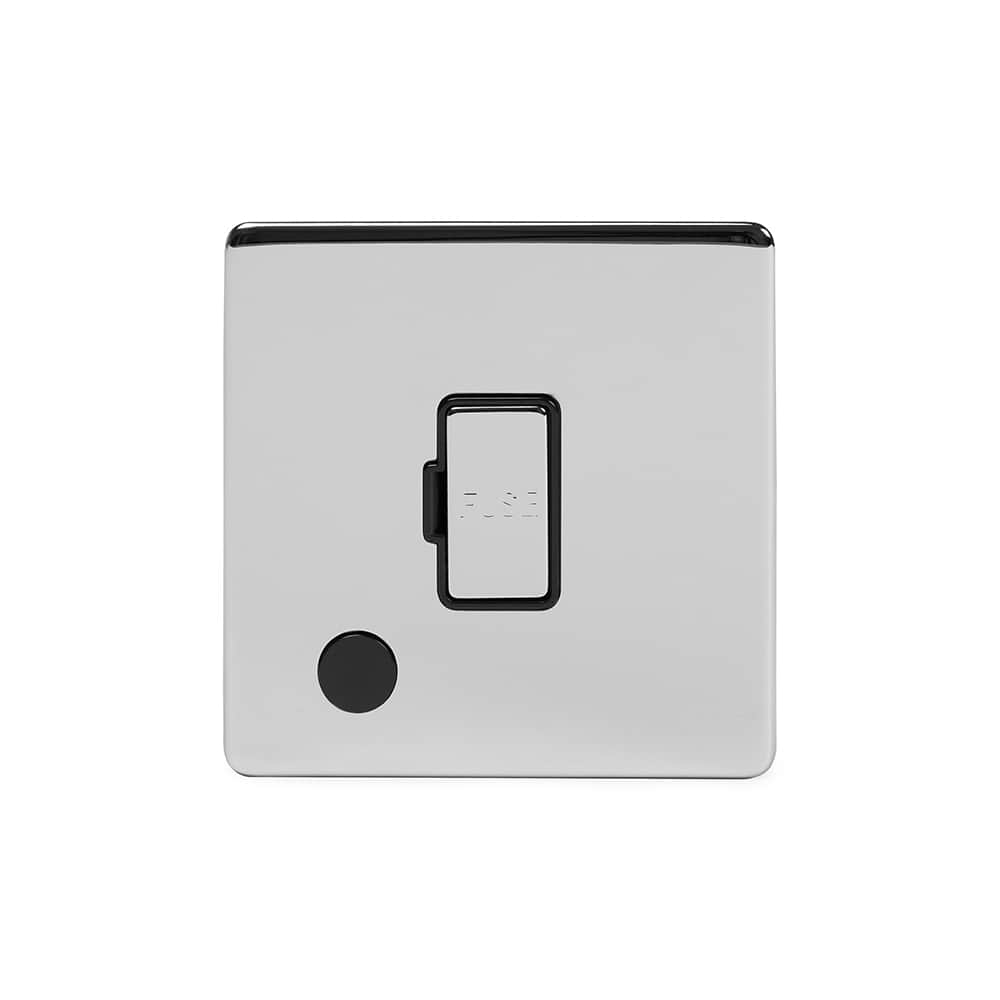 The Finsbury Collection Polished Chrome 13A Unswitched Fused Connection Unit (FCU) Flex Outlet Blk Ins Screwless
