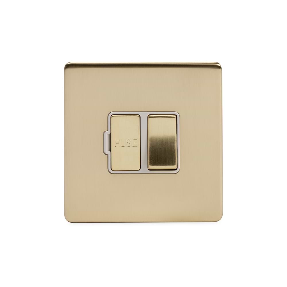 The Savoy Collection Brushed Brass 13A Switched Fused Connection Unit (FCU) Wht Ins Screwless