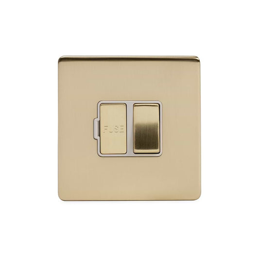 The Savoy Collection Brushed Brass 13A Switched Fused Connection Unit (FCU) Wht Ins Screwless