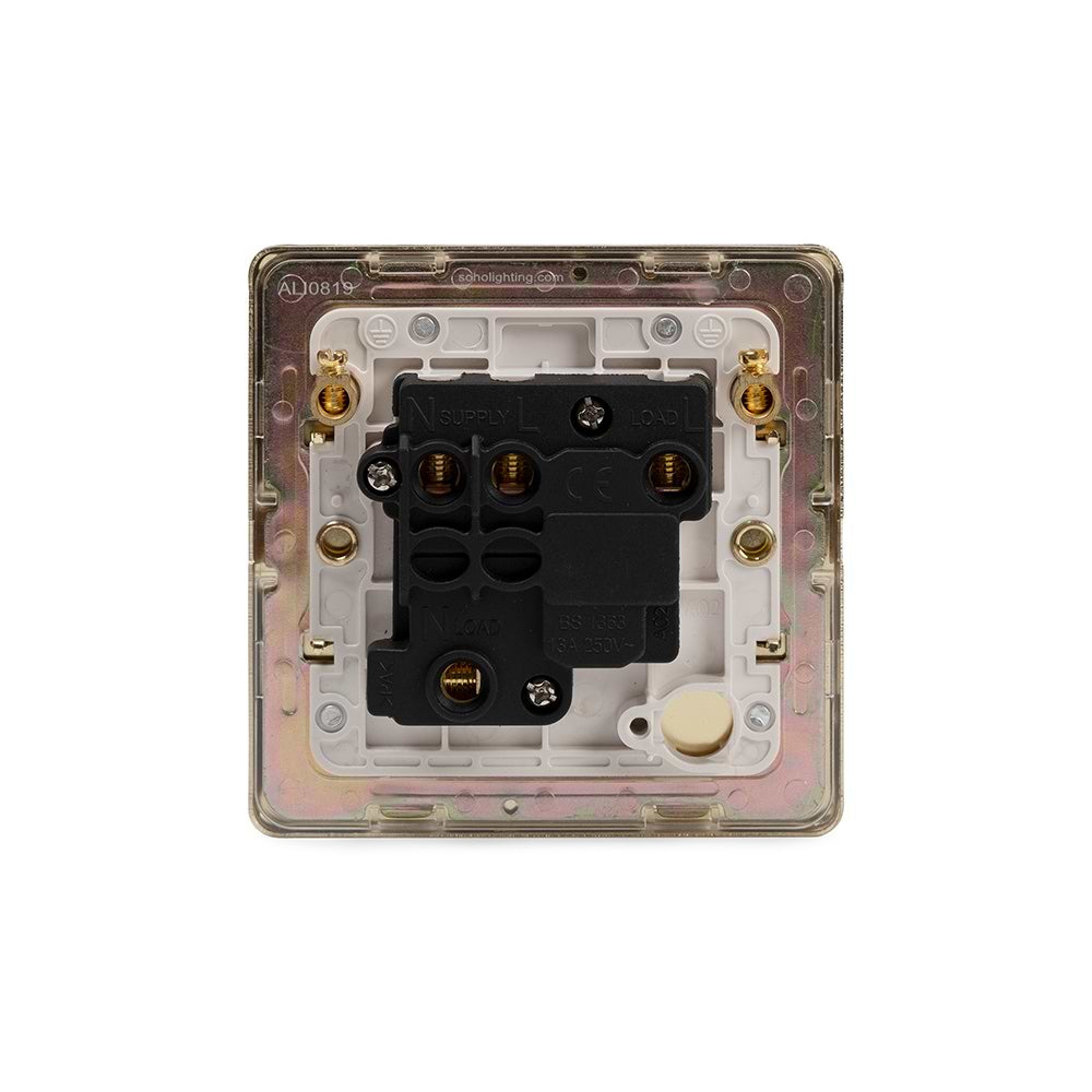 The Savoy Collection Brushed Brass 13A Switched Fused Connection Unit (FCU) Wht Ins Screwless
