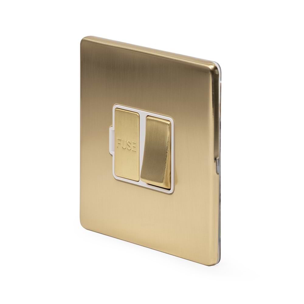 The Savoy Collection Brushed Brass 13A Switched Fused Connection Unit (FCU) Wht Ins Screwless
