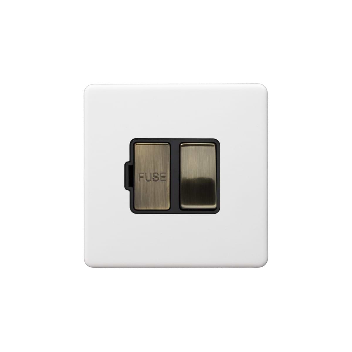 Soho Lighting Primed Paintable Switched Fused Spur (FCU) 13A Double Pole with Antique Brass Switch