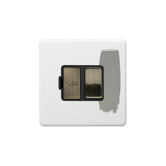 Soho Lighting Primed Paintable Switched Fused Spur (FCU) 13A Double Pole with Antique Brass Switch