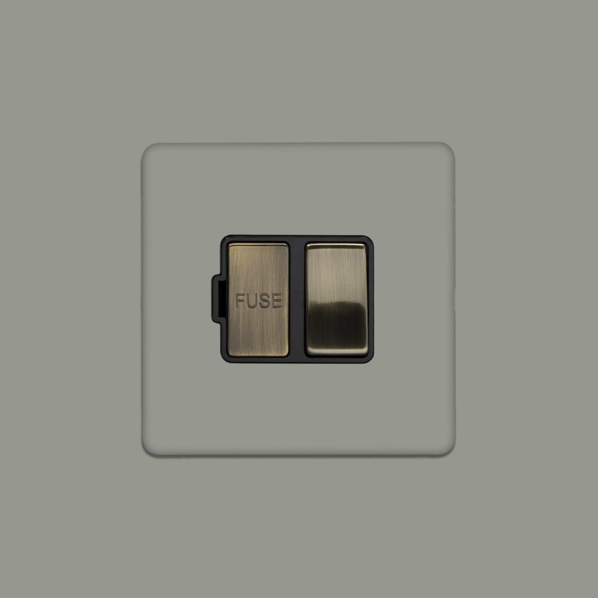 Soho Lighting Primed Paintable Switched Fused Spur (FCU) 13A Double Pole with Antique Brass Switch