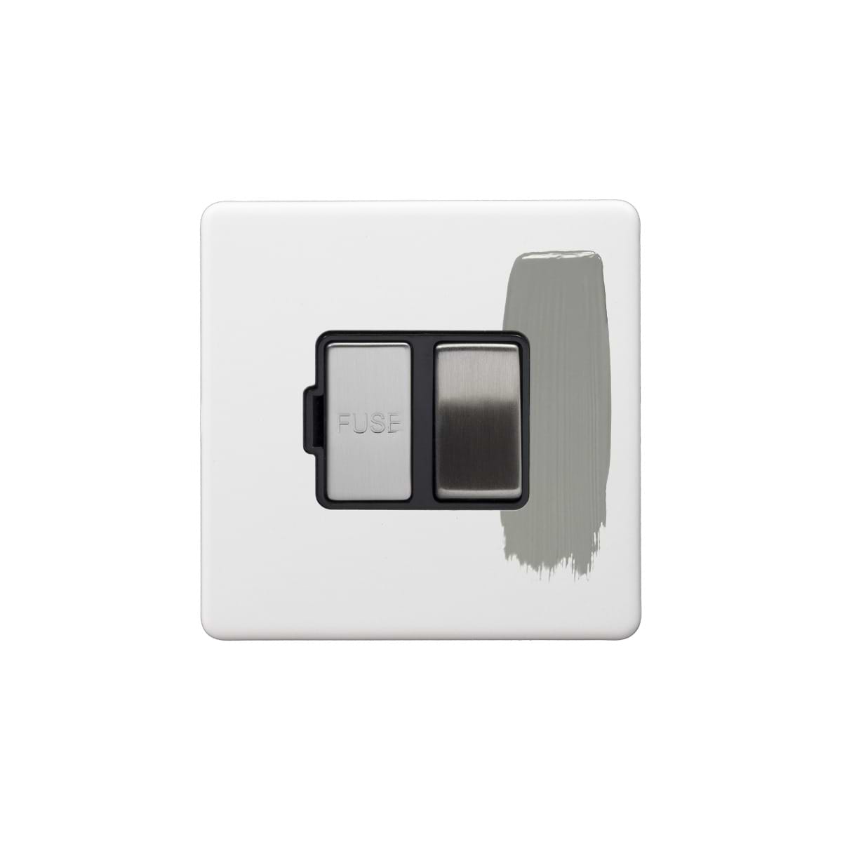 Soho Lighting Primed Paintable Switched Fused Spur (FCU) 13A Double Pole with Brushed Chrome Switch and Black Insert