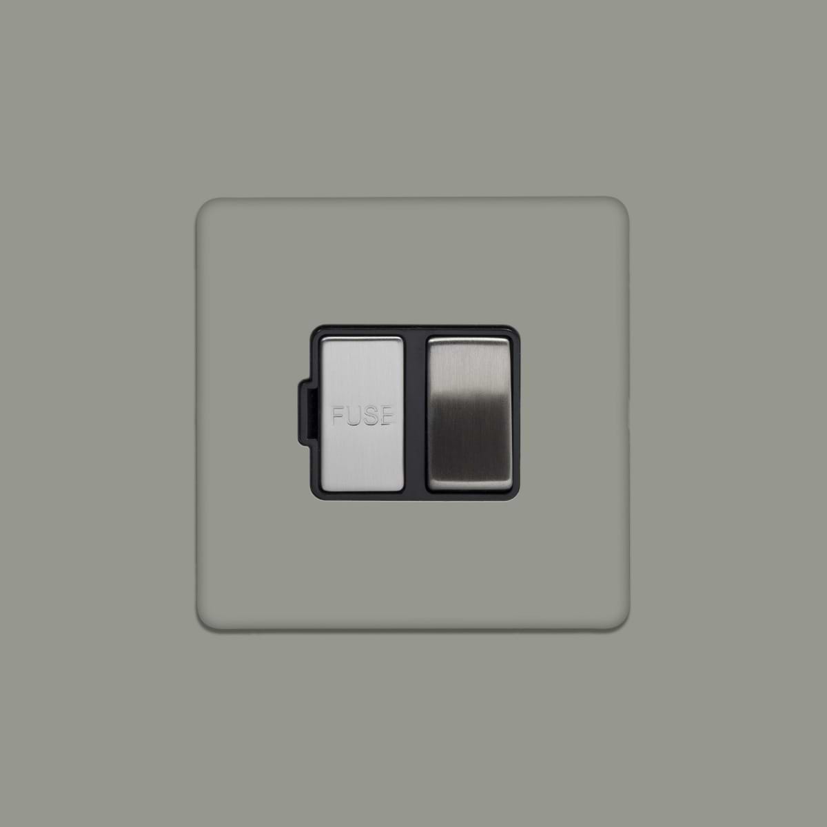 Soho Lighting Primed Paintable Switched Fused Spur (FCU) 13A Double Pole with Brushed Chrome Switch and Black Insert
