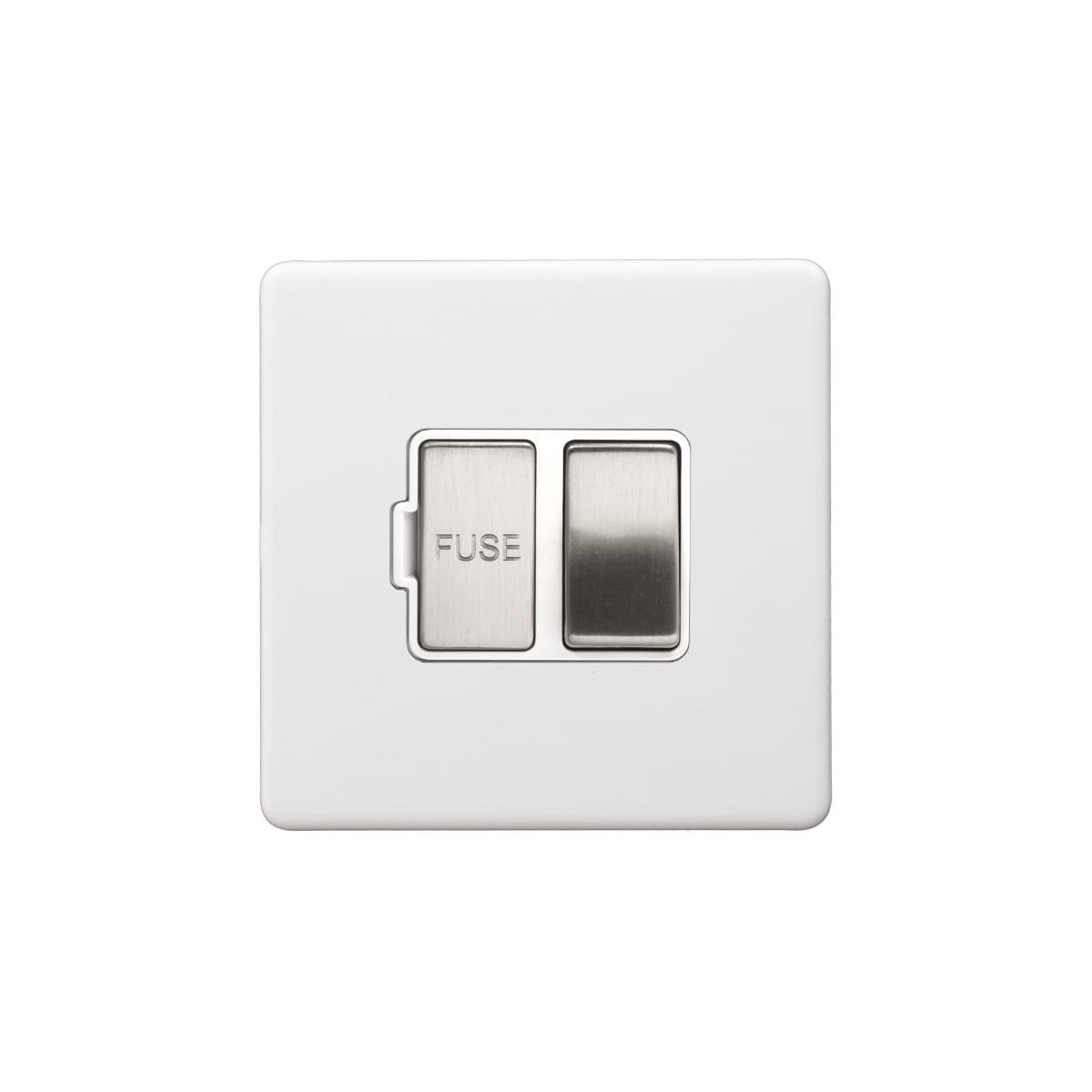 Soho Lighting Primed Paintable Switched Fused Spur (FCU) 13A Double Pole with Brushed Chrome Switch and White Insert