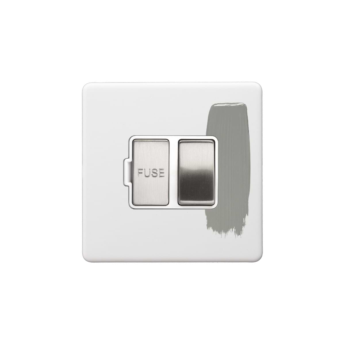Soho Lighting Primed Paintable Switched Fused Spur (FCU) 13A Double Pole with Brushed Chrome Switch and White Insert