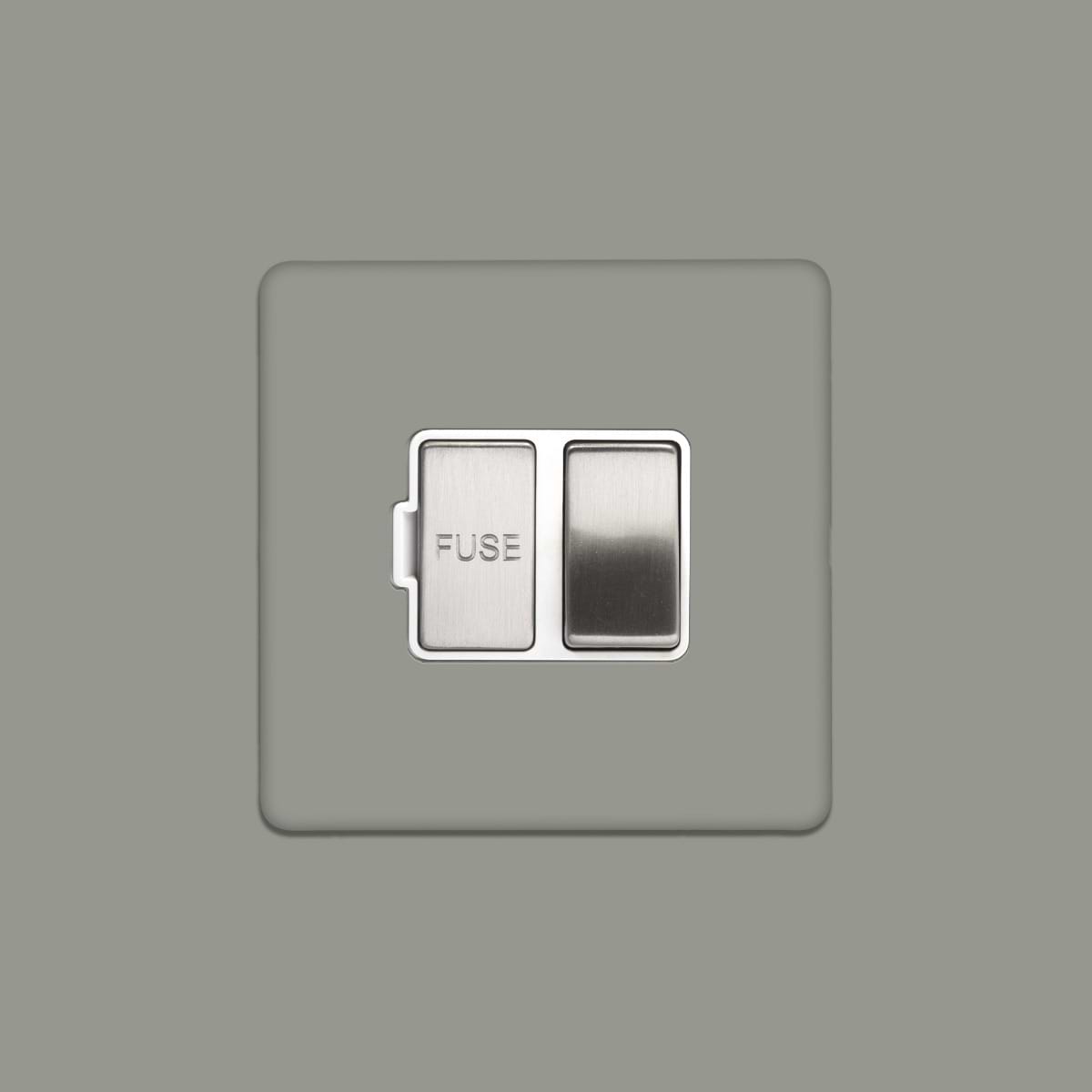 Soho Lighting Primed Paintable Switched Fused Spur (FCU) 13A Double Pole with Brushed Chrome Switch and White Insert