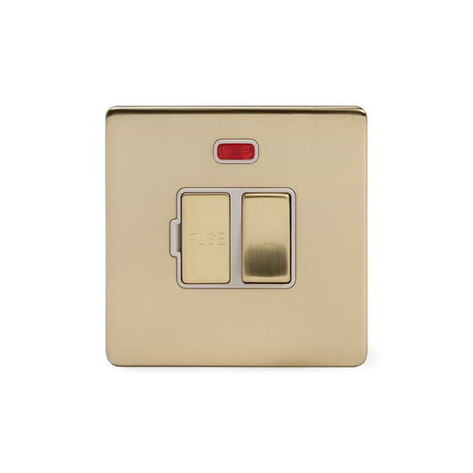 The Savoy Collection Brushed Brass 13A Switched Fused Connection Unit (FCU) With Neon Wht Ins Screwless