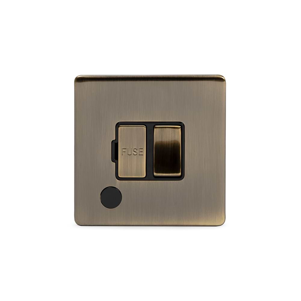 The Charterhouse Collection 13A Switched Fused Connection Unit (FCU) Flex Outlet Blk Ins Screwless Antique Brass