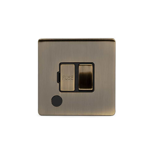 The Charterhouse Collection 13A Switched Fused Connection Unit (FCU) Flex Outlet Blk Ins Screwless Antique Brass