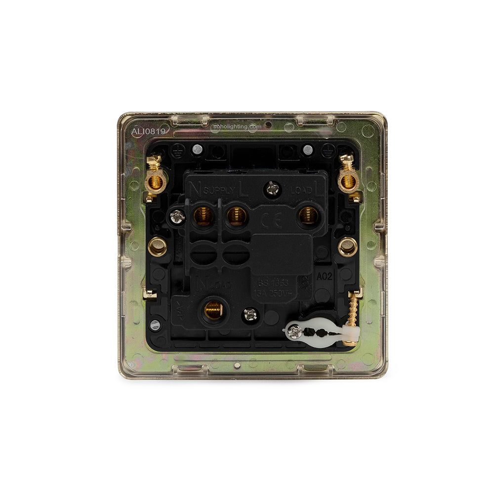 The Charterhouse Collection 13A Switched Fused Connection Unit (FCU) Flex Outlet Blk Ins Screwless Antique Brass