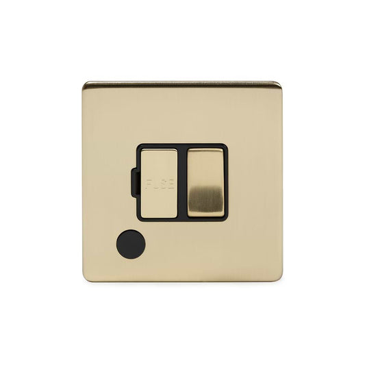 The Savoy Collection Brushed Brass 13A Switched Fused Connection Unit (FCU) Flex Outlet Black Insert Screwless