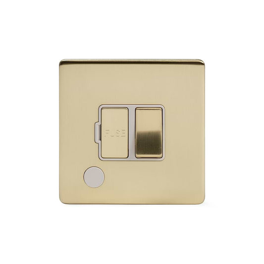 The Savoy Collection Brushed Brass 13A Switched Fused Connection Unit (FCU) Flex Outlet Wht Ins Screwless