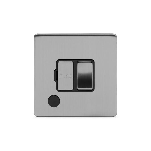 The Lombard Collection Brushed Chrome 13A Switched Fused Connection Unit (FCU) Flex Outlet Blk Ins Screwless