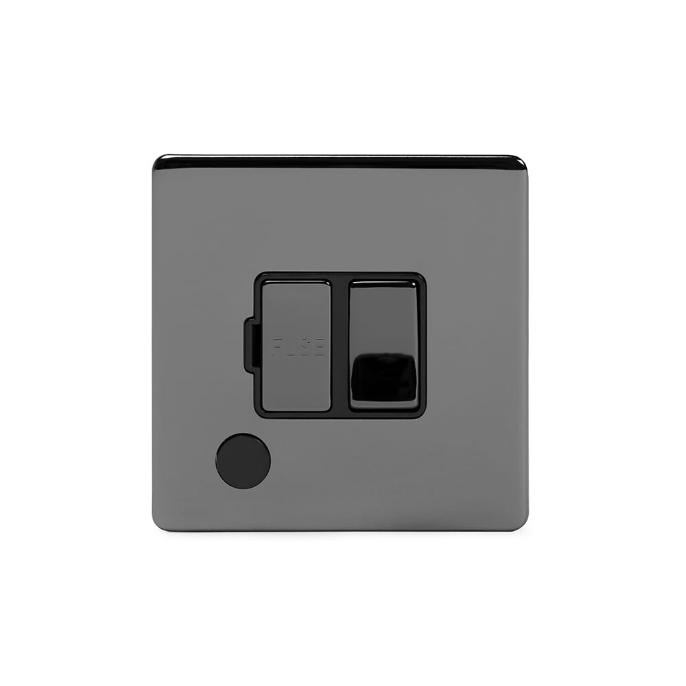 The Connaught Collection Black Nickel 13A Switched Fused Connection Unit (FCU) Flex Outlet Blk Ins Screwless