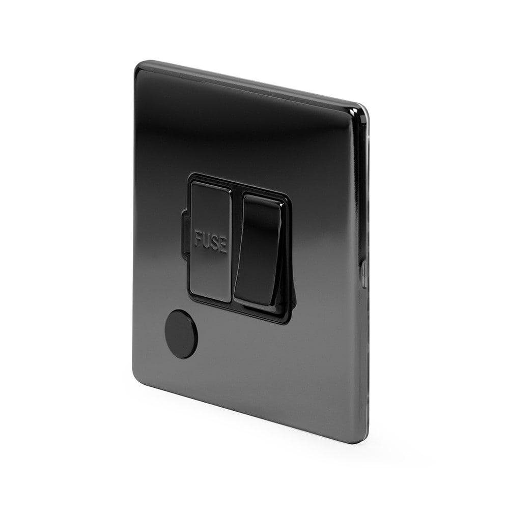 The Connaught Collection Black Nickel 13A Switched Fused Connection Unit (FCU) Flex Outlet Blk Ins Screwless