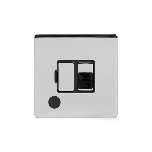 The Finsbury Collection Polished Chrome 13A Switched Fused Connection Unit (FCU) Flex Outlet Blk Ins Screwless