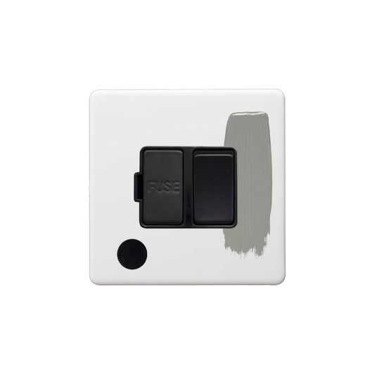 Soho Lighting Primed Paintable 13A Switched Fused Connection Unit (FCU) Flex Outlet with Matt Black Switch