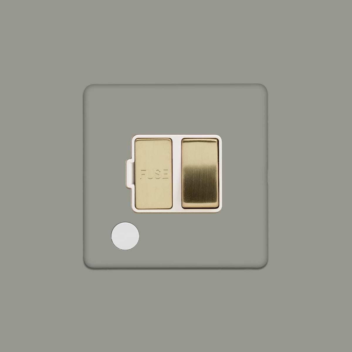 Soho Lighting Primed Paintable 13A Switched Fused Connection Unit (FCU) Flex Outlet with Brushed Brass Switch with White Insert