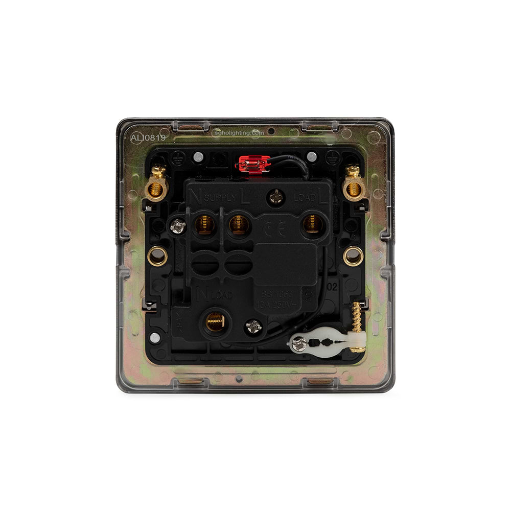 The Connaught Collection Black Nickel 13A Switched Fused Connection Unit (FCU) Flex Outlet With Neon Blk Ins Screwless