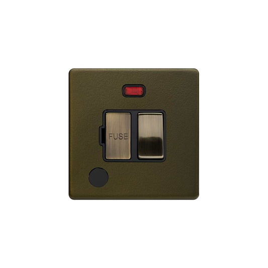 The Eton Collection Bronze 13A Switched Fused Connection Unit (FCU) Flex Outlet With Neon Screwless