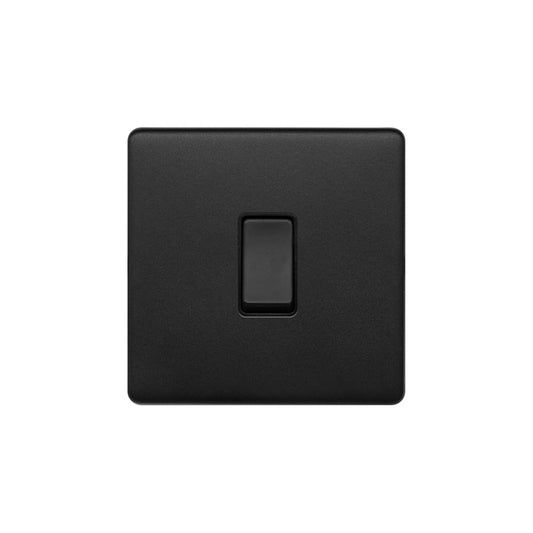 The Camden Collection Matt Black 20A 1 Gang DP Switch Black Insert Screwless