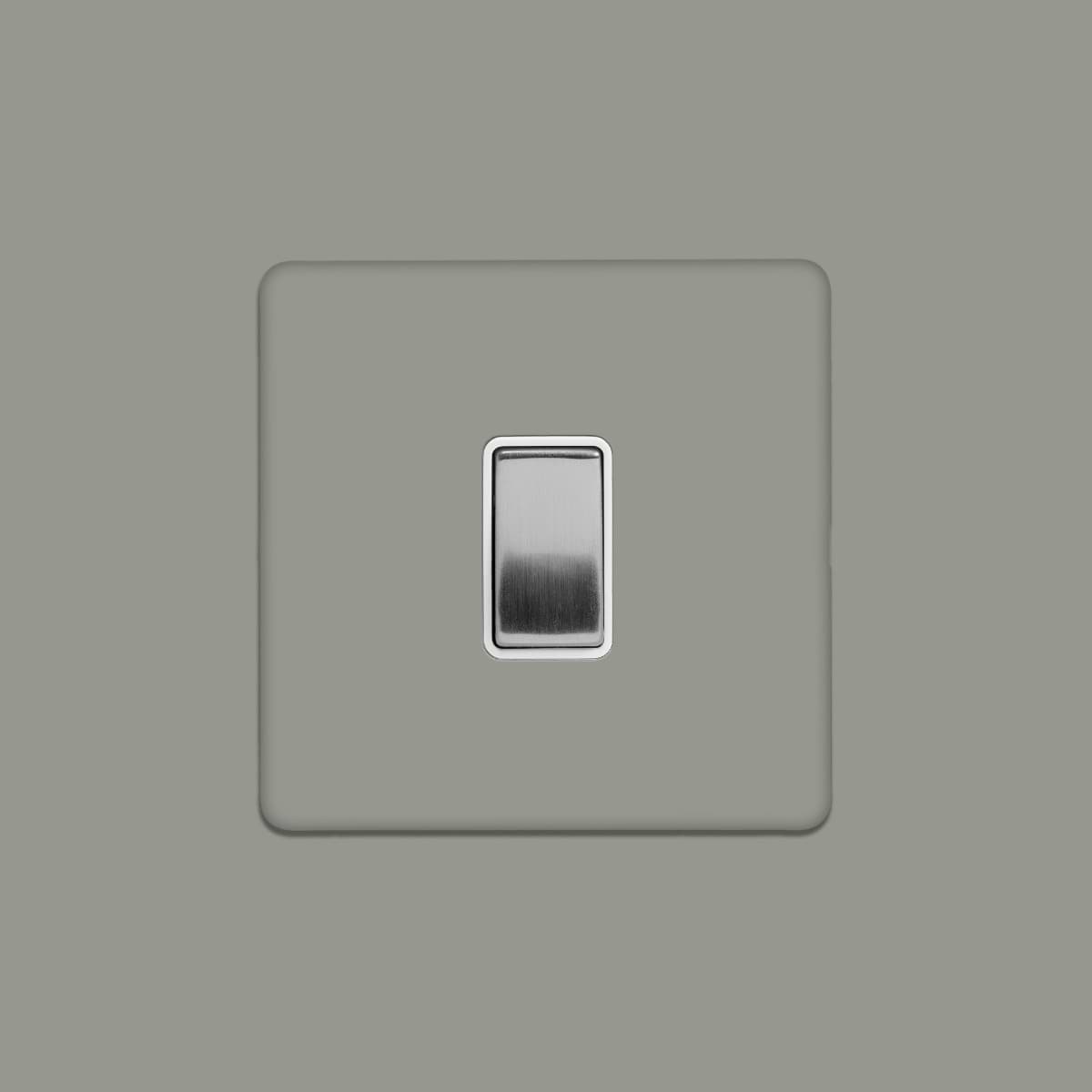 Soho Lighting Primed Paintable 1 Gang 20A Double Pole Switch with Brushed Chrome Switch and White Insert