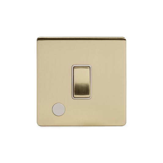 The Savoy Collection Brushed Brass 20A 1 Gang Double Pole Switch Flex Outlet Wht Ins Screwless