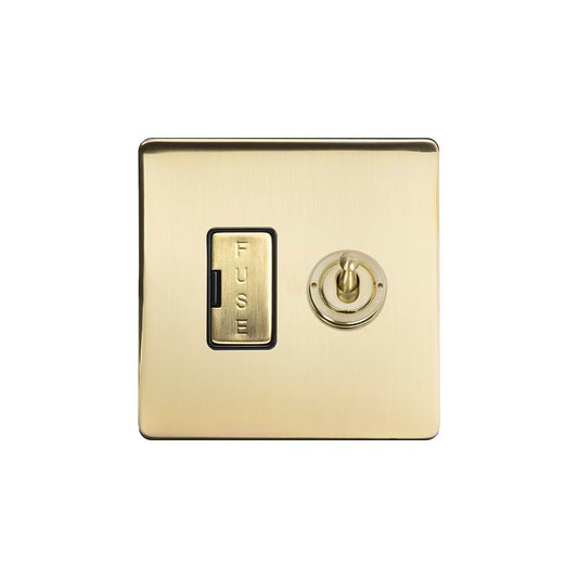 The Savoy Collection Brushed Brass 13A Toggle Switched Fused Connection Unit (FCU) Black Inserts