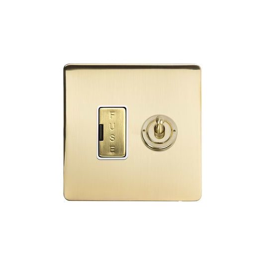 The Lombard Collection Brushed Brass 13A Toggle Switched Fused Connection Unit (FCU) White Inserts