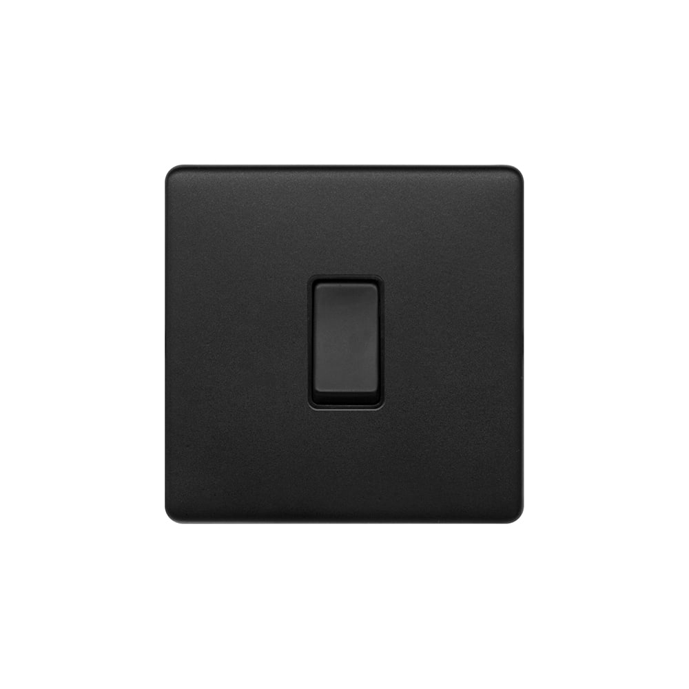 The Camden Collection Matt Black 45A 1 Gang Double Pole Switch Screwless